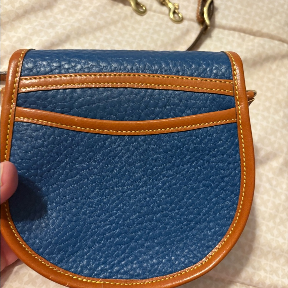 Dooney & Bourke Blue and Tan Leather Crossbody - Picture 4 of 11